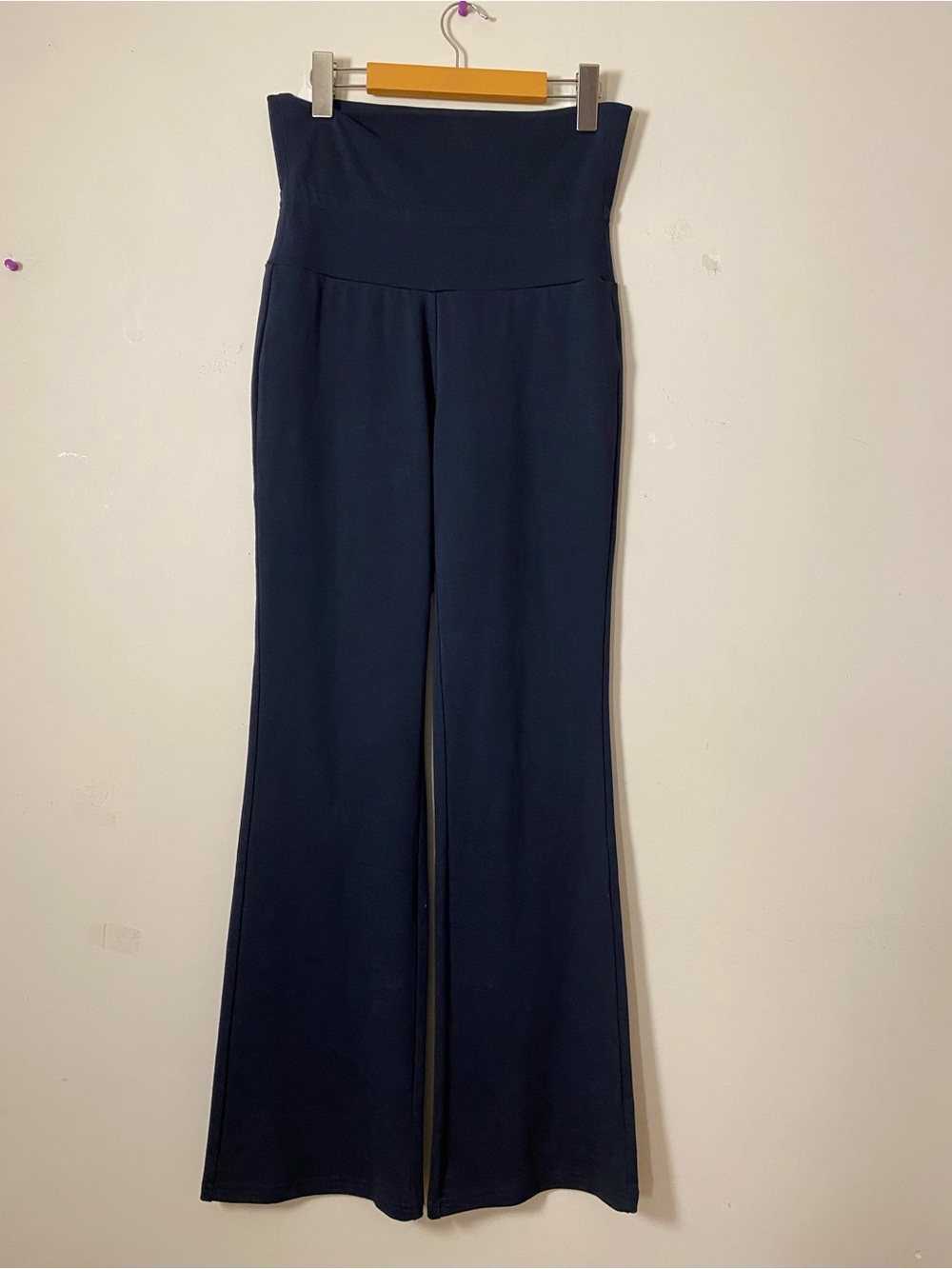 Organic Cotton High-Waist Navy Flare Pants/ Leggings